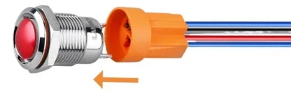 Push Button - 12mm - Latching - Red LED - 3A - 1NO connecting via a 4-core shielded cable.