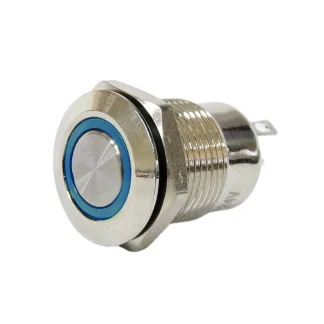 Push Button - 12mm - Latching - Blue LED - 3A - 1NO