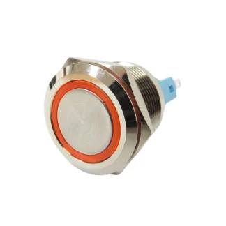 Push Button - 22mm - Latching - Red LED - 10A - 1NO1NC