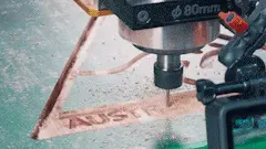Pocketing the Australian Made logo text using the OutBack CNC Machine from Maker Store